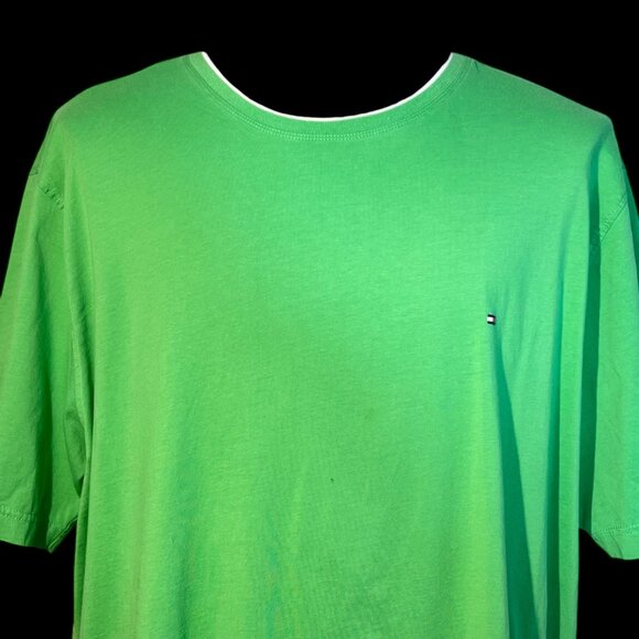 VTG Tommy Hilfiger Mens Size XXL Green Ringer T-Shirt Classic Crewneck Cottonn - Picture 1 of 6